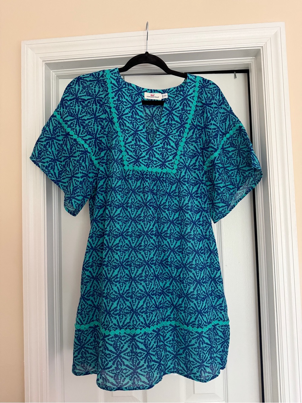 Blue Teal Patterned Women's Dress